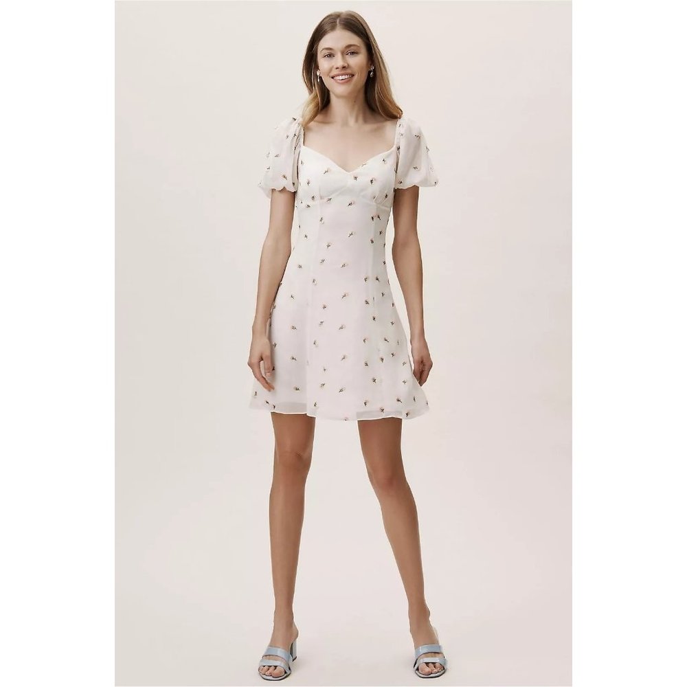 NWT BHLDN X Fame and Partners White Jennifer Floral Mini Dress - Size 0